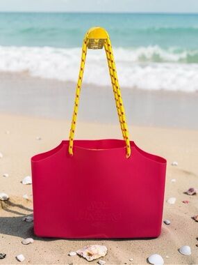 Sol de Janeiro Limited Edition Pink Beach Tote with Yellow Rope Handles